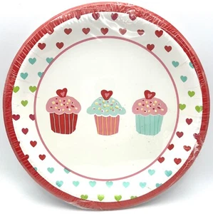 Birthday Treat Cupcake Polka Dot Dessert Birthday Party 9" Paper Dinner Plates - Picture 1 of 1
