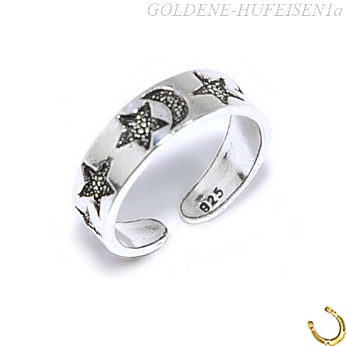  ZEHENRING Sterne Mond 925 Sterling Silber Mädchen Damen Zehring xc087 - Bild 1 von 1