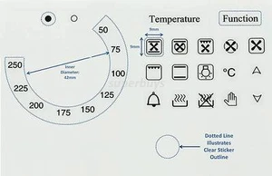 20 piezas Símbolos de temperatura Función Horno Grado Esfera adhesiva Etiqueta pegatina - Imagen 1 de 3