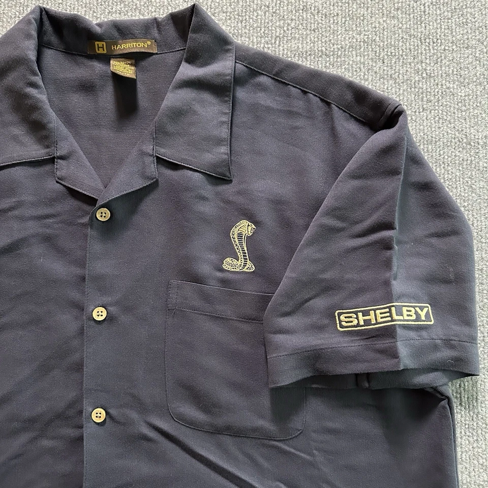 Camisa Shelby Cobra Harriton XL azul con botones Mustang Heritage para hombre Foto 1 de 4