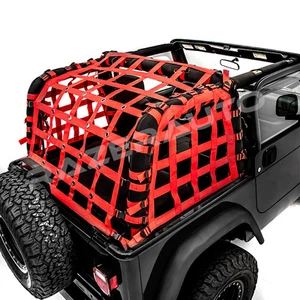 Off Road 2 Door RED Cargo Net System Restraint Net for 97-06 Jeep Wrangler TJ - Picture 1 of 3