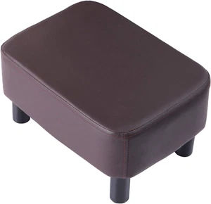 16.54" Small Footstool, PU Faux Leather Step Stool, with Padded Seat Pine Wood L - Picture 1 of 12