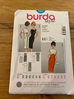 BURDA Misses VINTAGE 60's Style COCKTAIL DRESS Sewing Pattern US 10 - 20 7043 - Image 1 of 2
