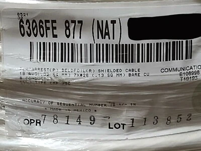 Belden 6306FE 18/8C Shielded Plenum Commercial Security & Sound Cable CMP /50ft - Image 1 of 4