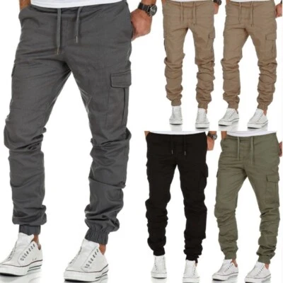 Men's Casual Joggers Pants Sweatpants Cargo Combat Loose Active Sports Trousers - Image 1 of 2
