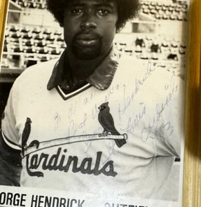 Framed Signed Photograph Of George Hendrick- Outfielder-St.Louis Cardinal - Picture 1 of 4