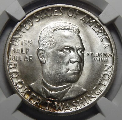 1951-D NGC MS67 BOOKER T. WASHINGTON HALF DOLLAR SILVER COMMEMORATIVE - Image 1 of 4
