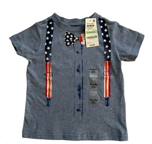 First Ipressions Boys Graphic-Print Cotton T-Shirt Blue Stars & Stripes Sz 18m - Picture 1 of 4