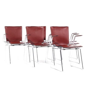 Hiroyuki Toyoda for ICF Mid Century Leather and Chrome Dining Chairs - Set of 6 - Picture 1 of 10