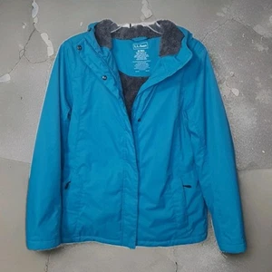 L.L. Bean Damen Medium Reg Winter wärmer Jacke türkis Fleece gefüttert Kapuze D2 - Bild 1 von 8