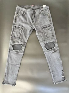 JEANS UOMO 30Z ETZO denim nero 34x32 - Foto 1 di 13