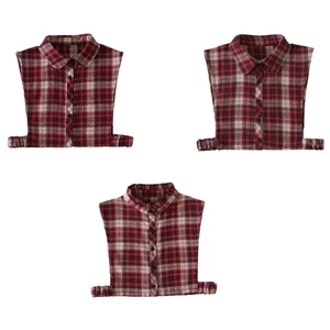 Female Checked Shawl Detachable Collar Casual Shirt Accessories False Collar - Picture 1 of 11