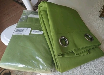 Lime Green Curtains Room Darkening Grommet Drapes 52Wx95"L (Pack 2) Heavy Panels - Image 1 of 4