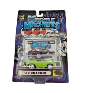 Muscle Machines 1969 Dodge Charger R/T Green/Black Stripe Diecast 1:64 Scale - Picture 1 of 7