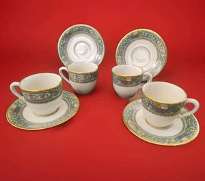 4 Lenox Autumn Gold Trim Demitasse Cup And Saucer Sets~Expresso Coffee - Picture 1 of 12