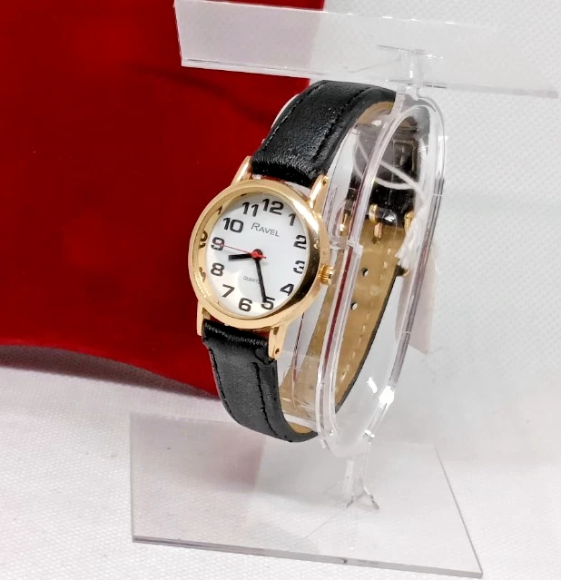 RAVEL Women's Gold Tone Black Faux Leather Strap Quartz Watch - VGC & Working - Image 1 of 4