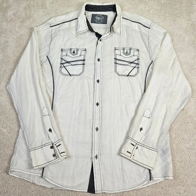 Camisa Para Hombres BKE Calce Atlético Con Botones Talla XL Blanca Manga Larga Algodón Occidental Foto 1 de 4