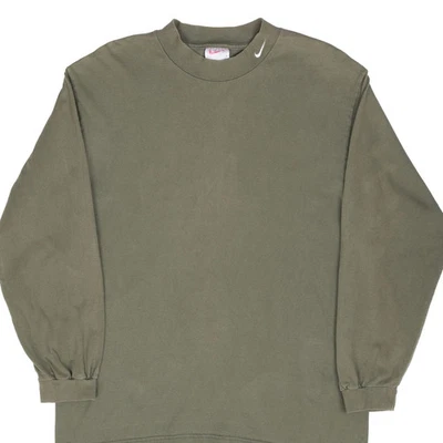 CAMISETA VINTAGE NIKE VERDE OLIVA MANGA LARGA CUELLO TORTUGA AÑOS 90 GRANDE HECHA EN EE. UU. Foto 1 de 4