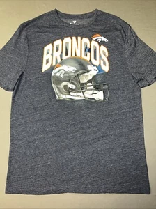 Fanatics Denver Broncos Shirt Men’s L Blue/Gray Short Sleeve Logo Helmet -3336 - Picture 1 of 13
