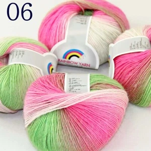Sale 4Ballsx50gr Colorful Rainbow Rug Shawl Cashmere Wool Hand Crochet Yarn 06 - Picture 1 of 12