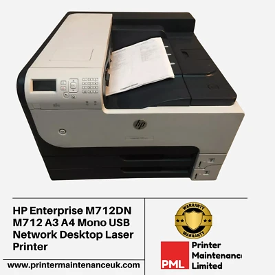 HP Enterprise M712DN M712 A3 A4 Mono USB Network Desktop Laser Printer - Image 1 of 2
