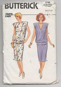 Butterick 3796 Womens Top & Skirt Pattern Sz 14-16-18 VTG 1986 - Picture 1 of 2
