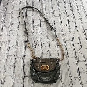 Badgley Mischka Metallic Leather Crossbody Bag Cocktail Holiday Party Turn lock - Picture 1 of 6