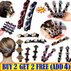 Sparkling Crystal Stone Braided Hair Clips Satin Fabric Hairpin Hair Bands Gift