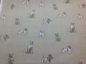 FRYETT`S Cotton POOCH Dog Print Fabric for Curtain/Upholstery/Craft/ dog beds - Picture 1 of 2