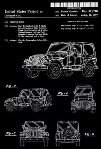 1997 - Jeep CJ-5 CJ-7 Wrangler - carrocería del vehículo - Chrysler - póster artístico de patente - Imagen 1 de 3