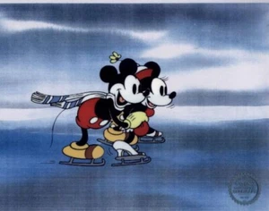 Disney "On Ice" Sericel Serigraph cel Minnie & Mickey ice skating sweetly - Picture 1 of 3