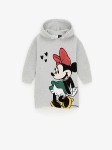 Zara Disney Minnie Mouse Pullover Sweatshirt Dress Hooded Casual Gray 13-14 - Picture 1 of 4
