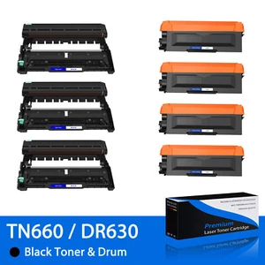4x Cartucho de tóner TN660 + 3x Unidad de tambor DR630 para Brother DCP-L2520DW DCP-L2540DW - Imagen 1 de 22