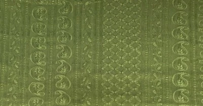  Olive Green Sheer Embroidered Fabric| Sale by Fabric Size - Small Floral Motifs - Image 1 of 4