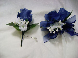 Navy Blue~Open Rose Pin Corsage~Boutonniere~wedding~Prom~party~Ouinceanera 