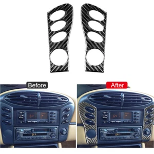 2Pcs Carbon Fiber CD Control Panel Cover Trim For Porsche Boxster 996 1998-2002 - Picture 1 of 12
