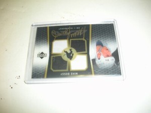 MIKE BOSSY 2008 UPPER DECK BLACK GAME USED QUAD JERSEY AUTO #B1-MB SIGNED CARD