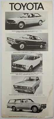 Original Toyota Sales Brochure / Leaflet For Corolla, Corona Mk II & Crown c1970 - Image 1 of 2