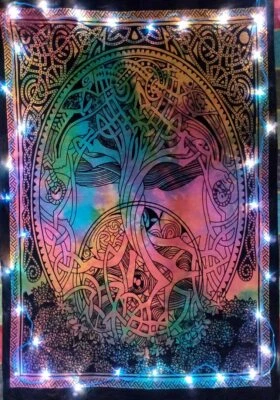 Celtic Knot Tree Tie Dye Hippie Wall Hanging Dorm Decor Poster Tapestry Dry Tree - Image 1 of 2