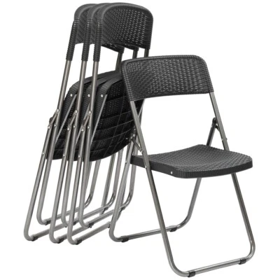 2/4/6er Rattan Balkonstühle Klappbar Campingstuhl Klappstuhl Garten bis 200KG - Bild 1 von 4