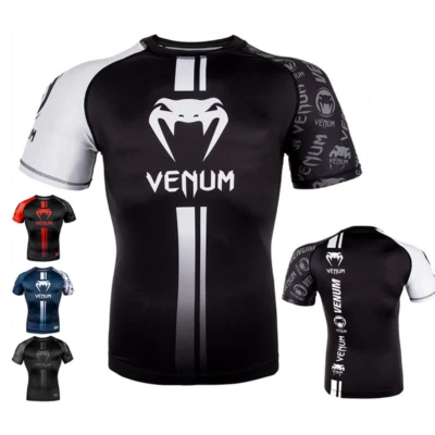 MMA Muay Thai Men's Drawstring Quick Drying Training T-shirts Boxing Gym Tops - Image 1 of 4