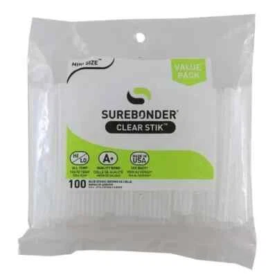 Surebonder Pegamento Caliente Transparente Palos Doble Temperatura, Mini Tamaño 4" - Paquete de 100  Foto 1 de 3
