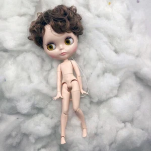 12" Blythe doll Nude with Male Flat chest boy curls brown hair from joint body - Picture 1 of 3