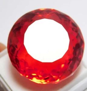 80.40 Ct Natural Certified Round Cut Orange Color Brazilian Topaz Loose Gemstone - Picture 1 of 6