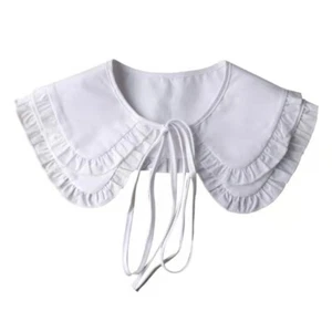 Double Layer Ruffled Fake Collar Pleated White Dickey Shawl Wrap Women Capelet - Picture 1 of 8
