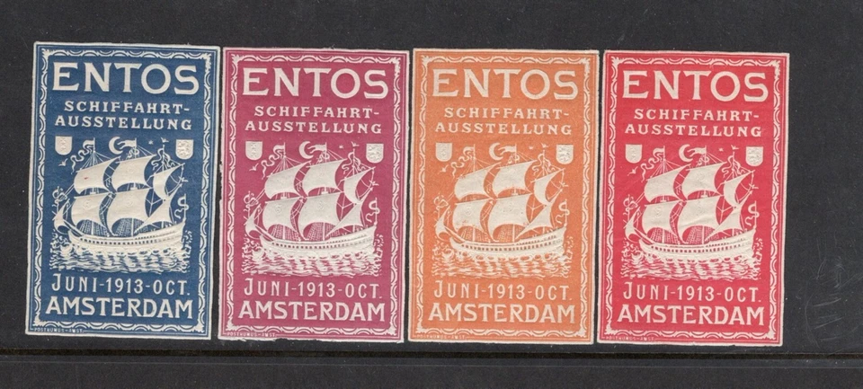 1913 AMSTERDAM NETHERLANDS SHIPPING EXHIBITION DIE CUT EMBOSSED POSTER STAMPS - Image 1 of 1