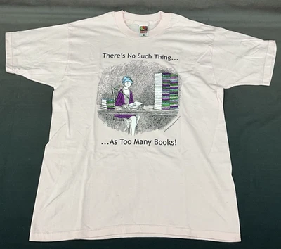 Edward Gorey, There’s No Such Thing ...  As Too Many Books!, Large T-shirt, Pink - Image 1 of 4