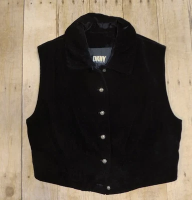 Top de terciopelo DKNY de colección negro corto sin mangas gótico Hong Kong 4 Foto 1 de 4