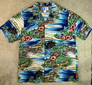 Vintage Hawaiian Shirt Large Styled By RJC Short Sleeve Button Up Mens Top - Picture 1 of 8