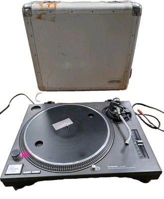 Tocadiscos Technics SL-1200MK2 DJ de cuarzo negro accionamiento directo con mejoras y carro Foto 1 de 4